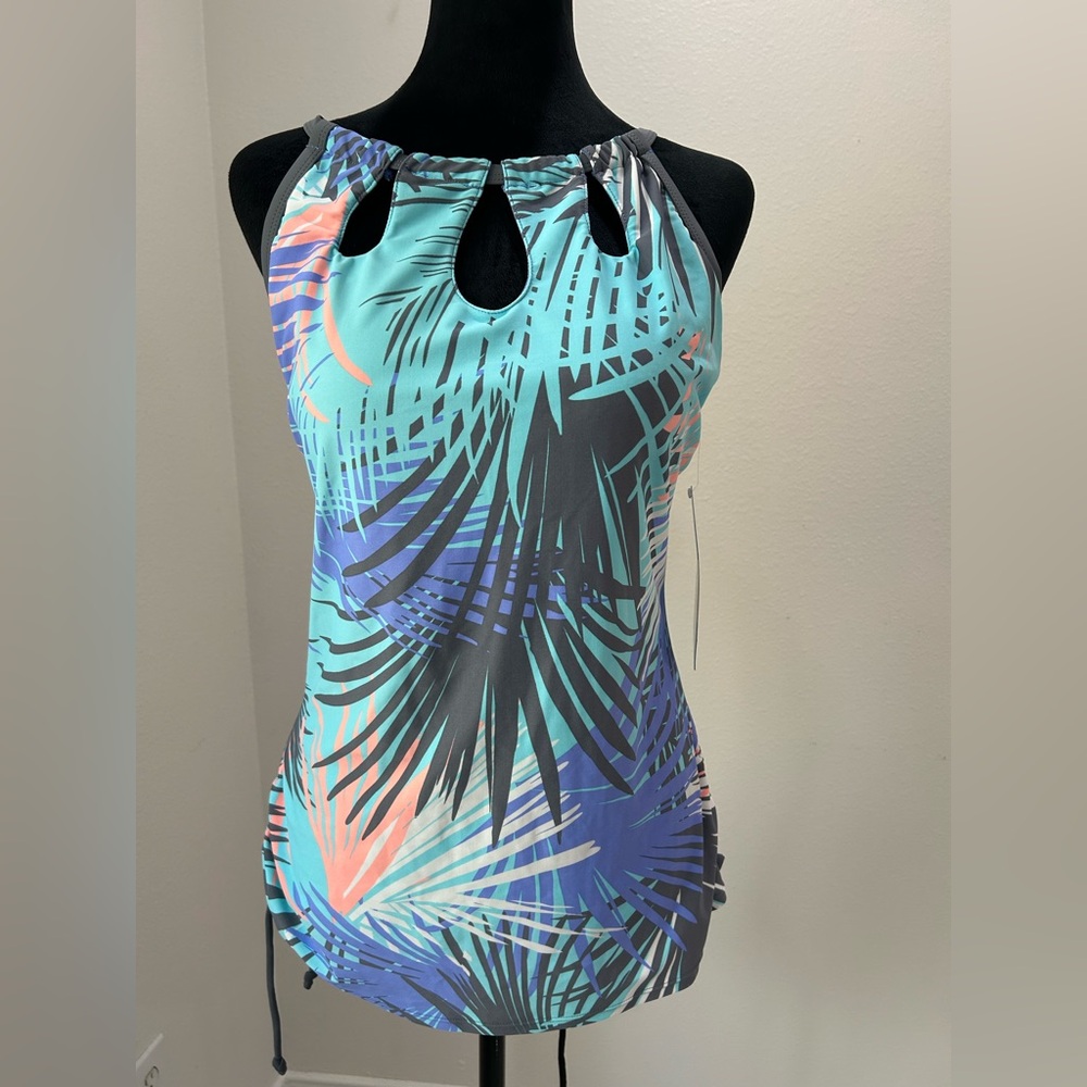Free Country Blue Tropical Two-Piece Swimsuit, Size L (12-14) NWT - Picture 6 of 9